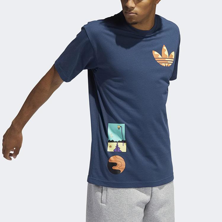 Adidas Originals Surrealer Sommer Batik-Print Logo T-Shirt Herren Tops Marineblau GN3902