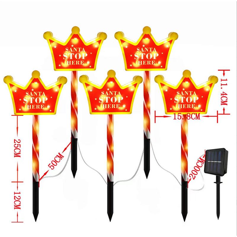 Cross-Border Outdoor LED Solar Ground Insert Christmas String Lights and Road Signs
