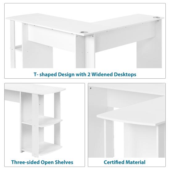Bookcase with Casters, Mobile Sideboard with Pull-Out Side Drawer, Large Casters, Edge Protection, Reversible Left/Right Configuration - Storage
