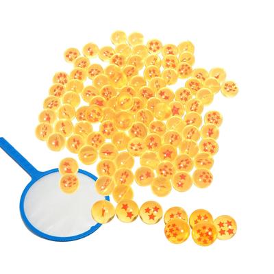 Festival Super Boll Stjärna 27 mm x 100 Stycken Set Perfekt för Flytande priser De orange stjärnorna ser ut att flyta Du kan leka med dem i Tack
