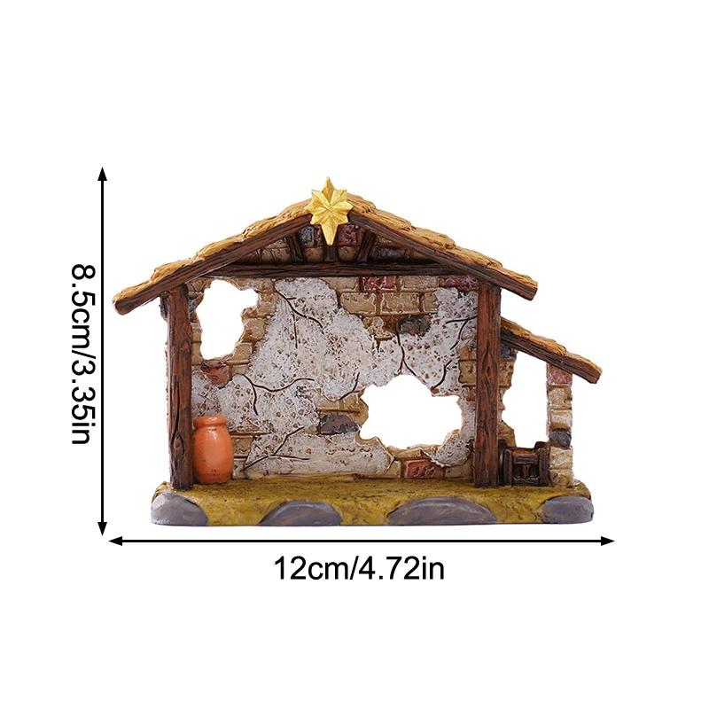 

Christmas Nativity Stable Manger Scene Resin Figurine, Religious Tabletop Decoration for Home Desk Shelf, Holiday Gift