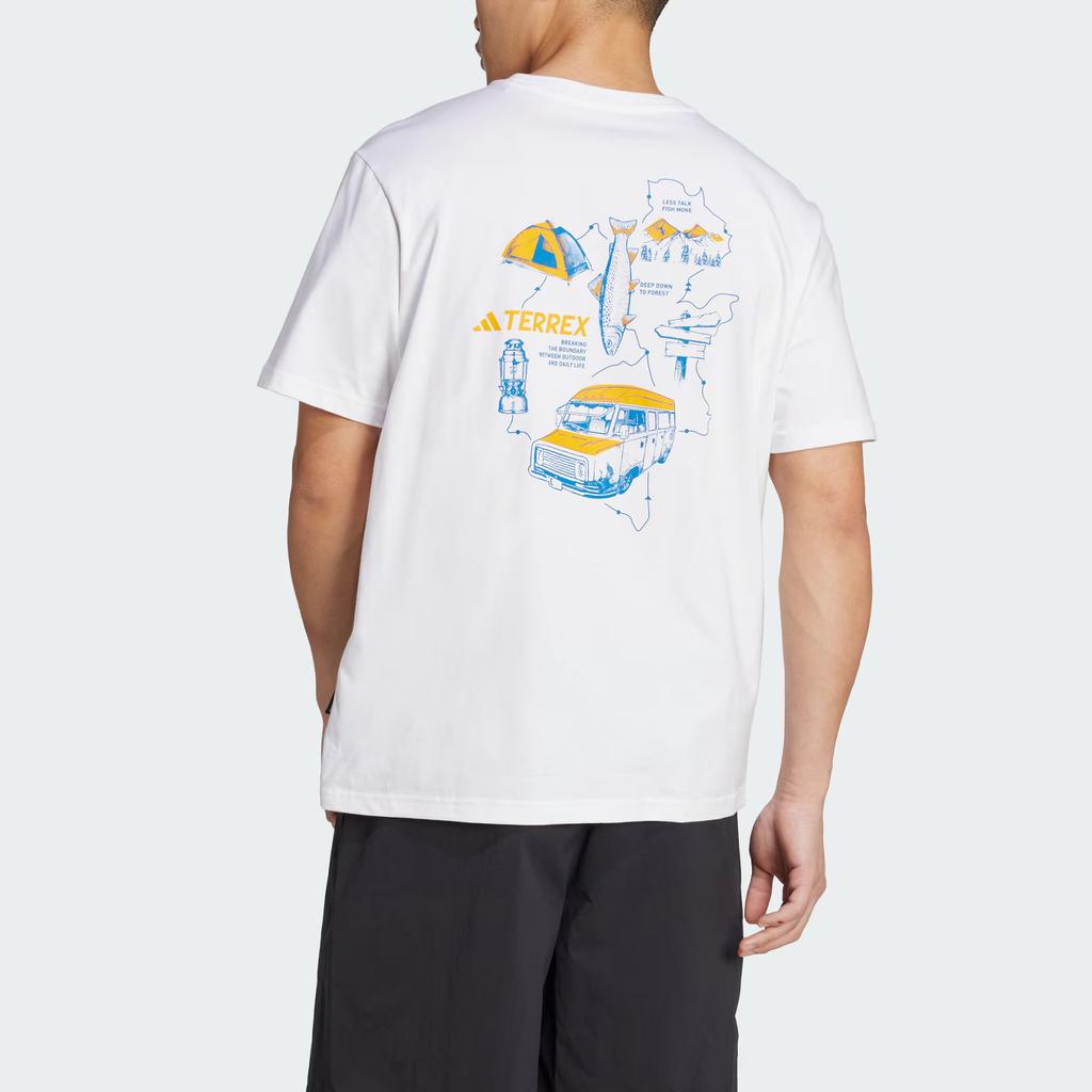 Adidas Terrex Ss25 Polygiene Graphic Outdoor Sports Crew Neck T-Shirt Men Tops White JI8327