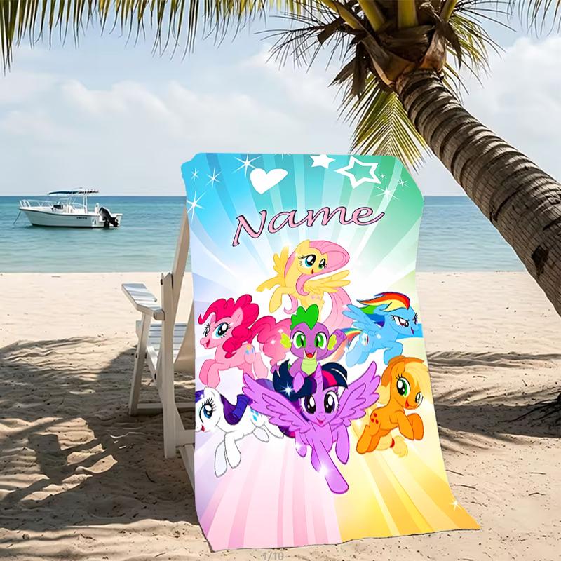 Customizable personalized beach towels My Little Pony themed designs.Suitable for the beach, yoga, sports;ideal as beach accessories