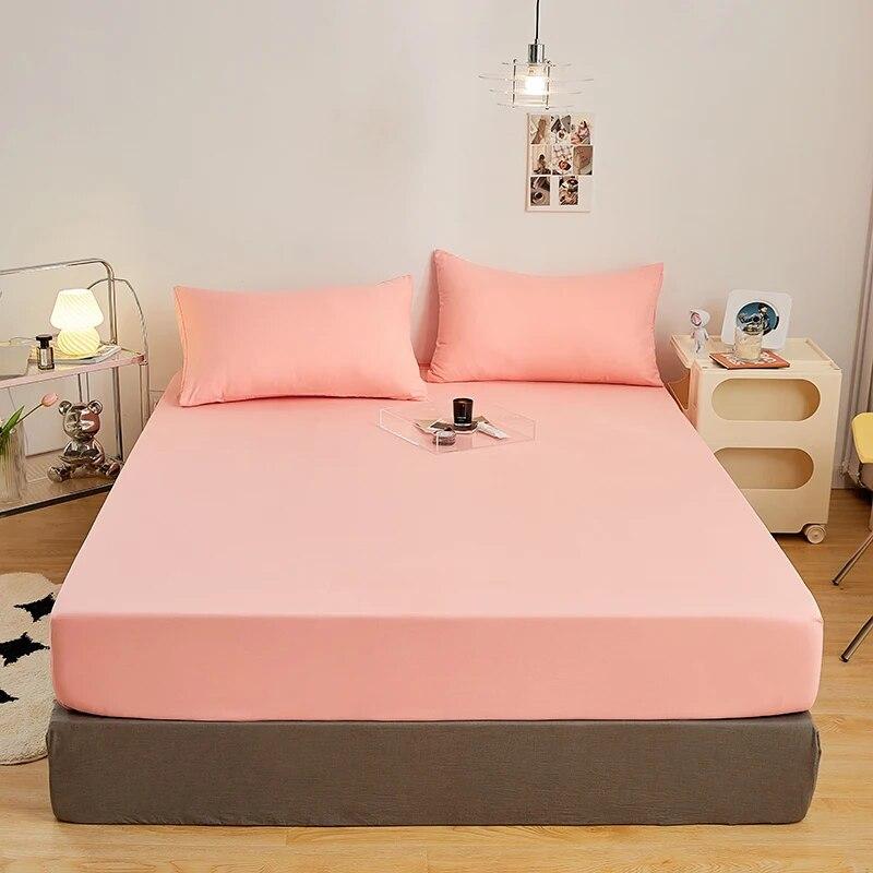 

Хлопковый наматрасник с эластичными резинками, мягкая и удобная простыня, модная простыня, регулируемое покрывало 120x200cm розовый