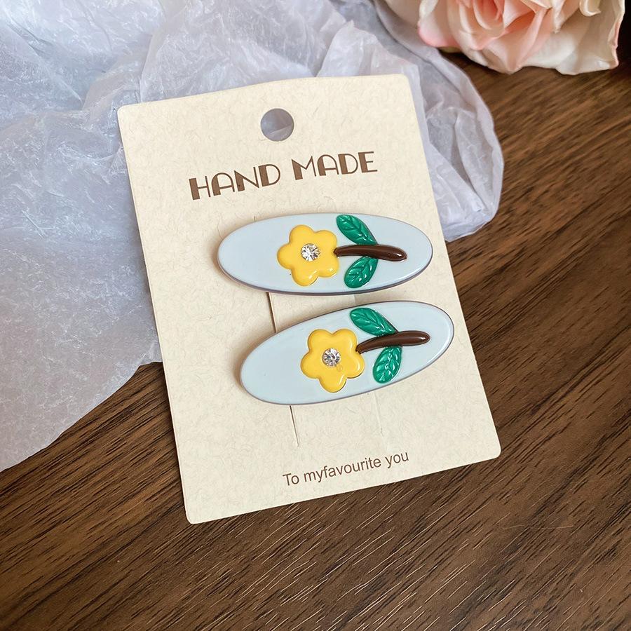 Korean diamond-encrusted colored flower hairpin, high-end sense, exquisite versatile duck bill clip, sweet small fresh hair accessories, headgear