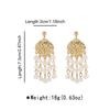 New Fashion Retro Alloy Pearl Shell Multi Layer Tassel Dangle Earrings European American Ins Style Ear Jewelry