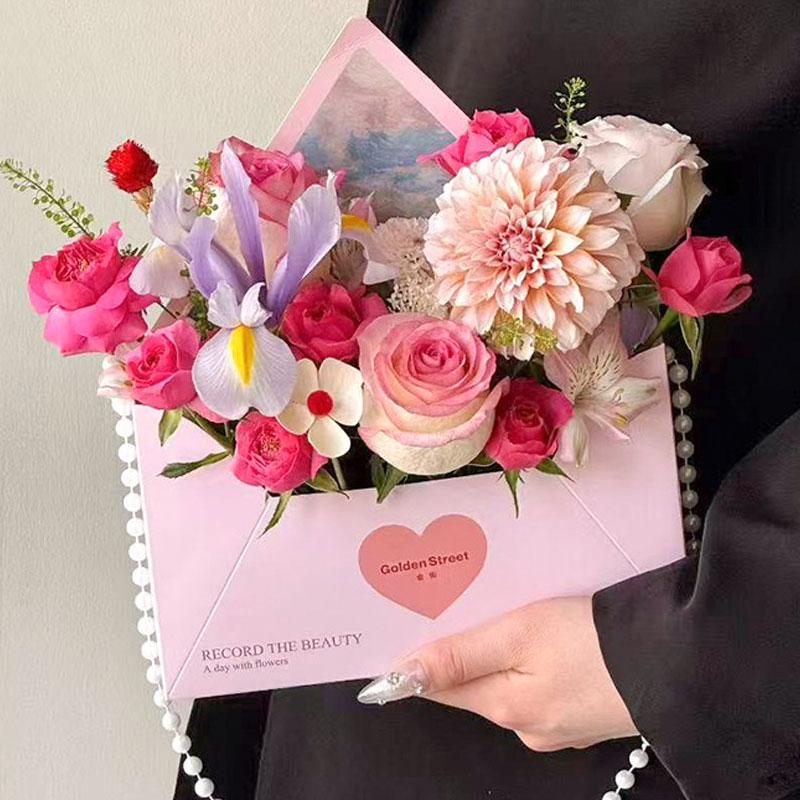 5 st Tryckt Miljövänlig Blomlåda DIY Papperspresentkuvert Kuvert Presentförpackning Bukettinslagning
