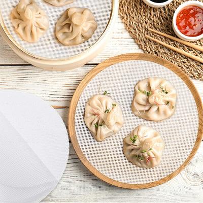 5pc Non-Stick Round Steamers Mat Silicone Steamer Mesh Pad Bun Mantou Dim Sum Paper Restaurant Steamers Mat Cooking Kitchen Tool