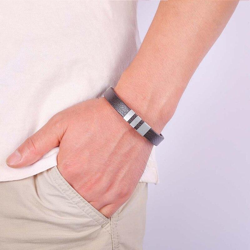 Bracelet Leather Charm Fine Men Clasp Vintage Bangles Mens Jewelry