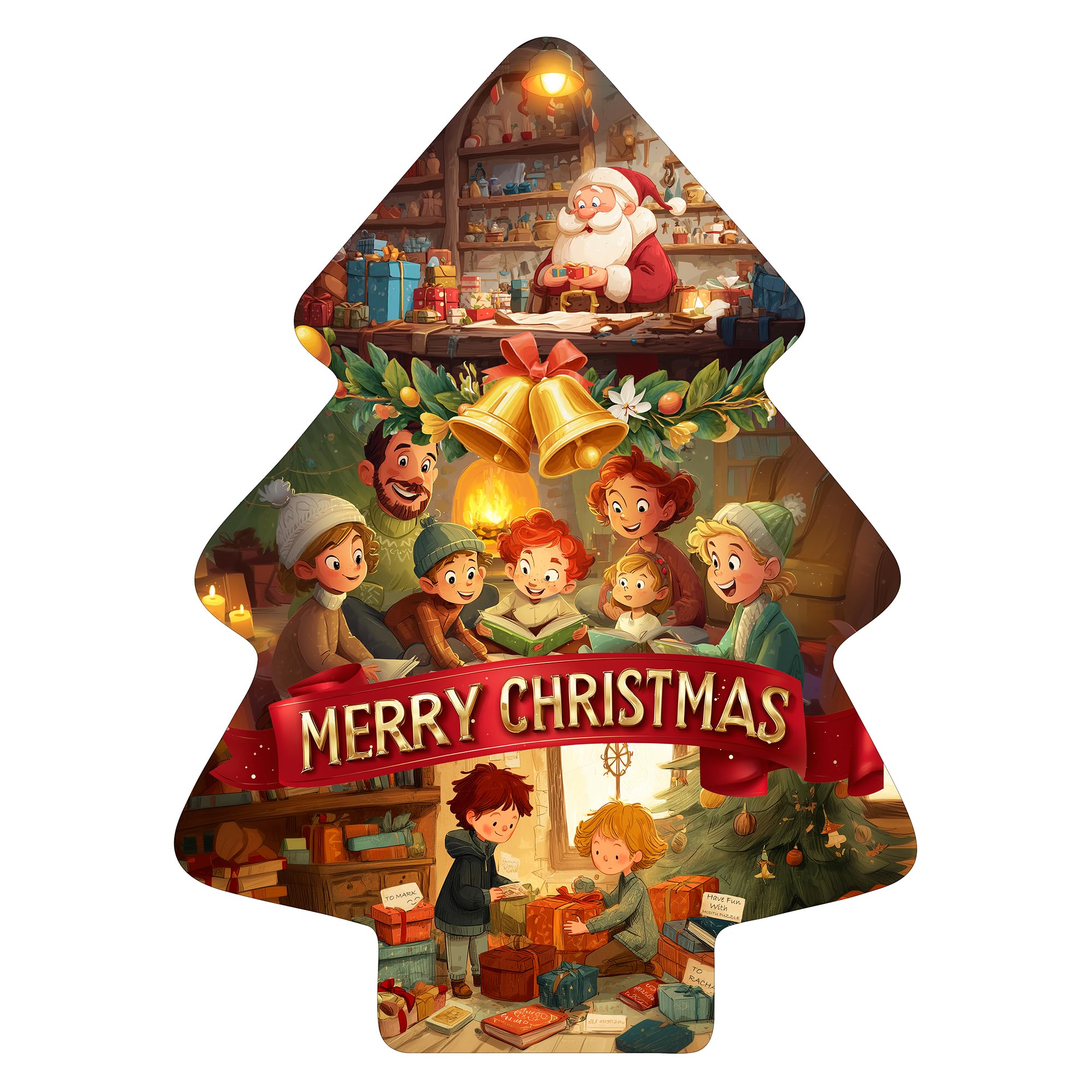 

MISITU 451-Piece Jigsaw Puzzle, Landscape Painting, Christmas, Santa Claus, Unique Pieces, Gift, Birthday, Anniversary, Celebration, Christmas,