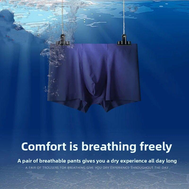 Men's Summer Light Ice Silk Speed Dry No Trace Breathable Sports One Piece Flat Angle Underwear