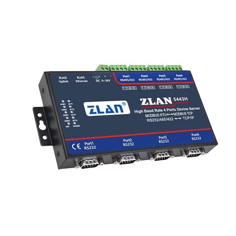ZLAN Industrial 4-Port Serial Server (RS485/232/422 To Ethernet)
