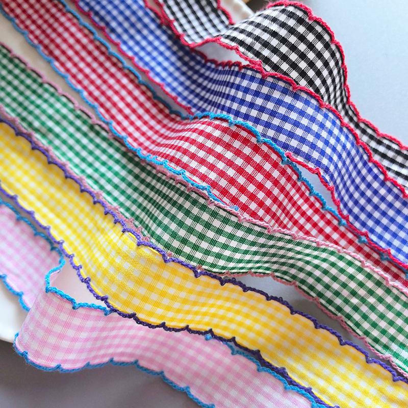 Color Collision Headbands Woven Tape Handmade Adorn DIY Small Squares Bow Materials Decoration Hair Clips Hooked Edges