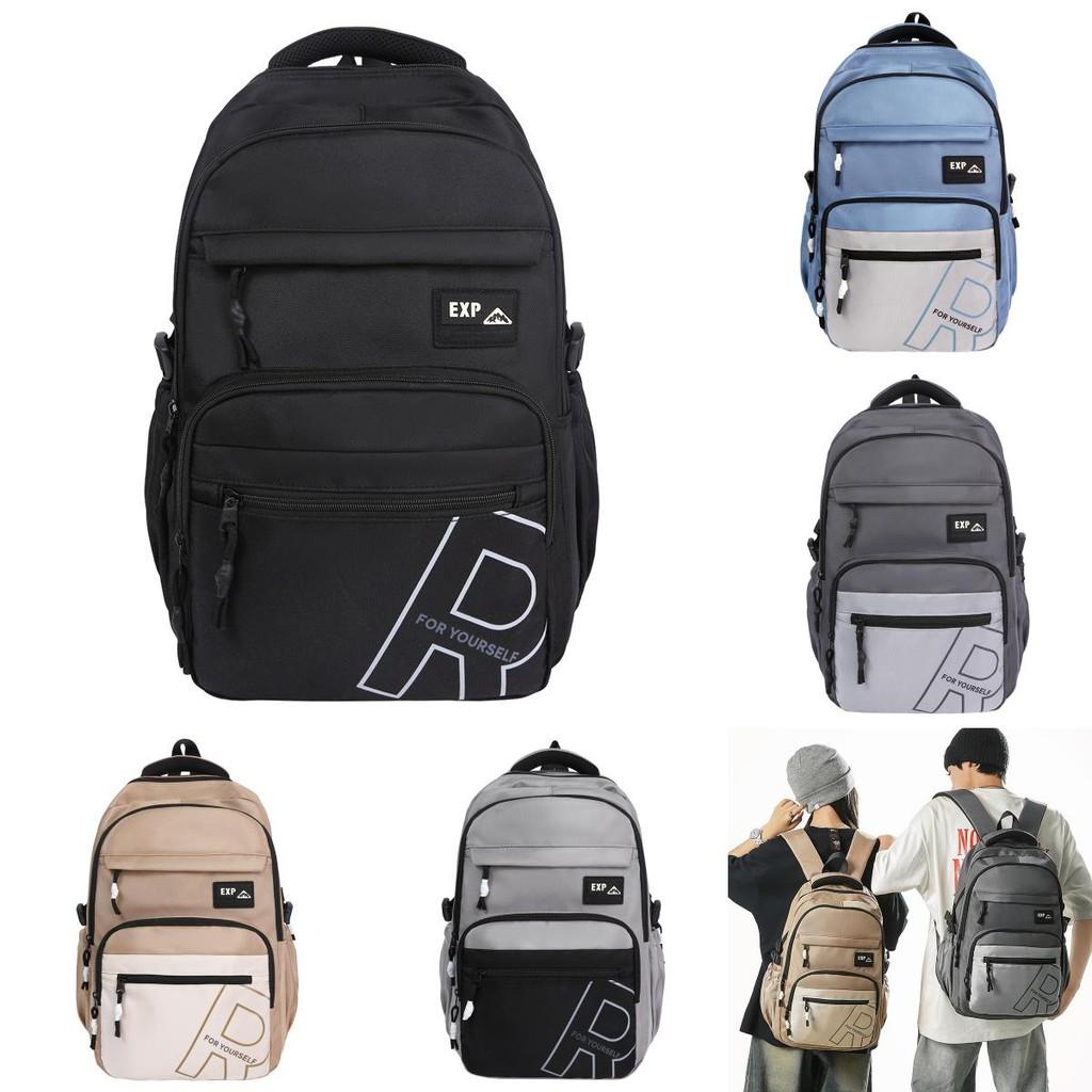 Contrasting Big Capacity Color Backpack With Letter Printing Design For Daily