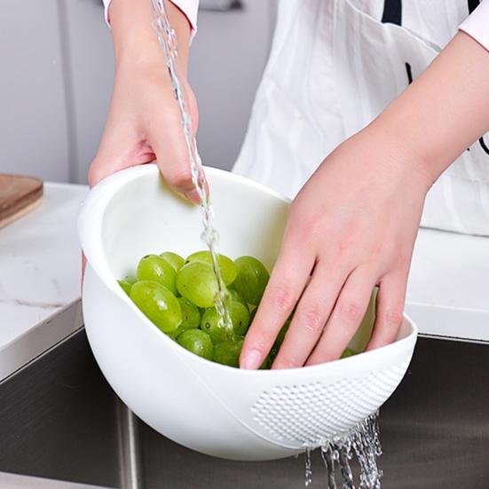 Koszyk do płukania i odsączania ryżu Lekki Plastik spożywczy Dwupoziomowy Otwory drenażowe Warzywa Owoce Przechowywanie Kuchnia