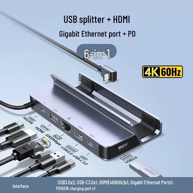 UGREEN 6-in-1 Type-C Docking Station for Handheld Consoles