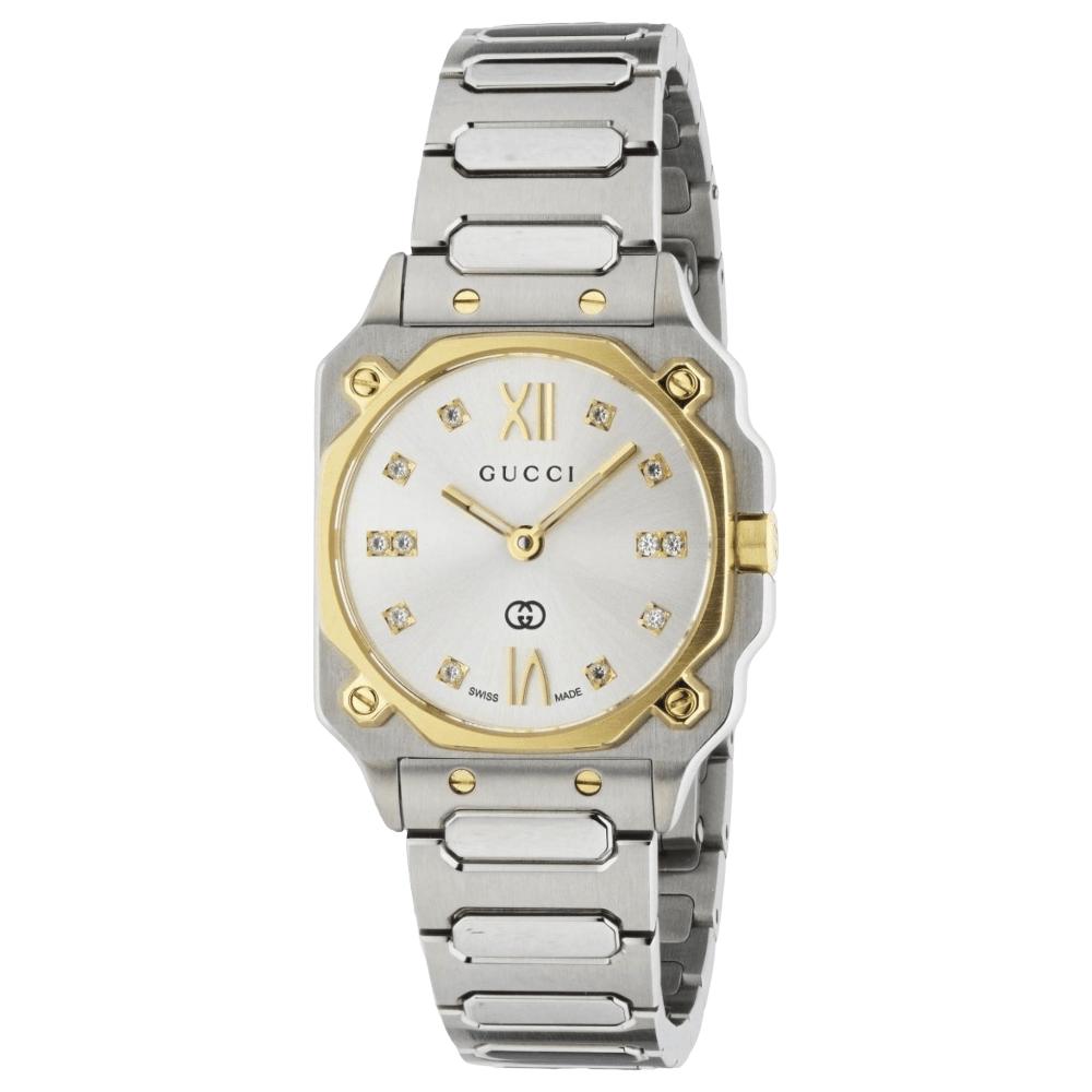 Gucci Women's Silver Ya166503 G-Flat Dial Watch