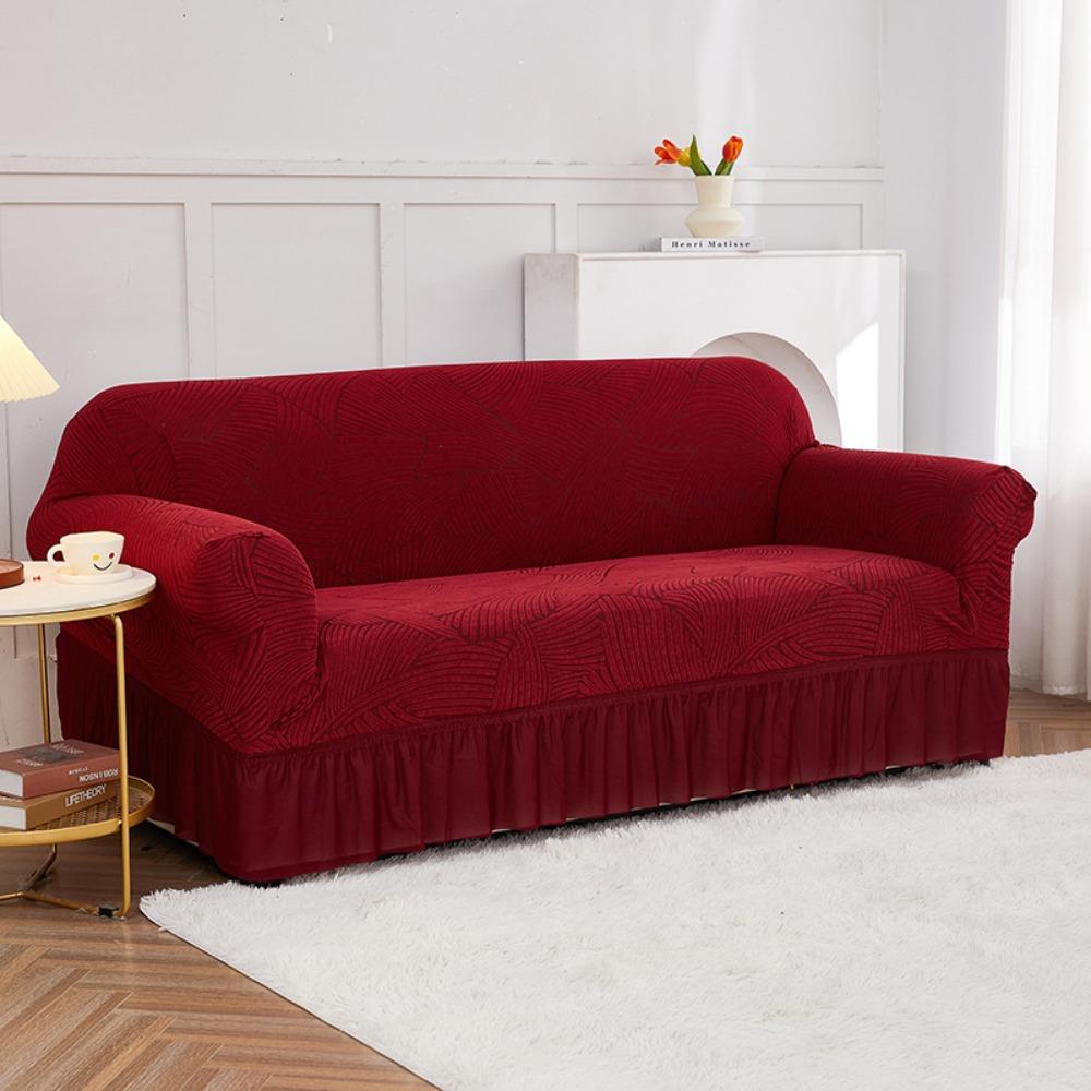 Thickened Cationic Flounce Elastic Sofa Cover Full Protection Dustproof for Single Double Triple Seater