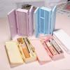 1PC Translucent Frosted Pencil Case Student Storage Pencil Case Multifunctional Double-Sided Macaron Double-Sided Pencil Case