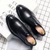 Large size leather shoes new autumn British business dress groom wedding brown pointed casual derby shoes