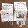 60 Stück/Set Modische Ohrringe Für Damen Boho Vintage Silberfarbe Geometrisches Design Perle Strass Steckerohrringe Schmuck Geschenke Neu