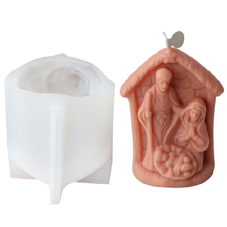 Jesuses Family Candle Molds Casting Molds Silicone Mould for Table Decorations