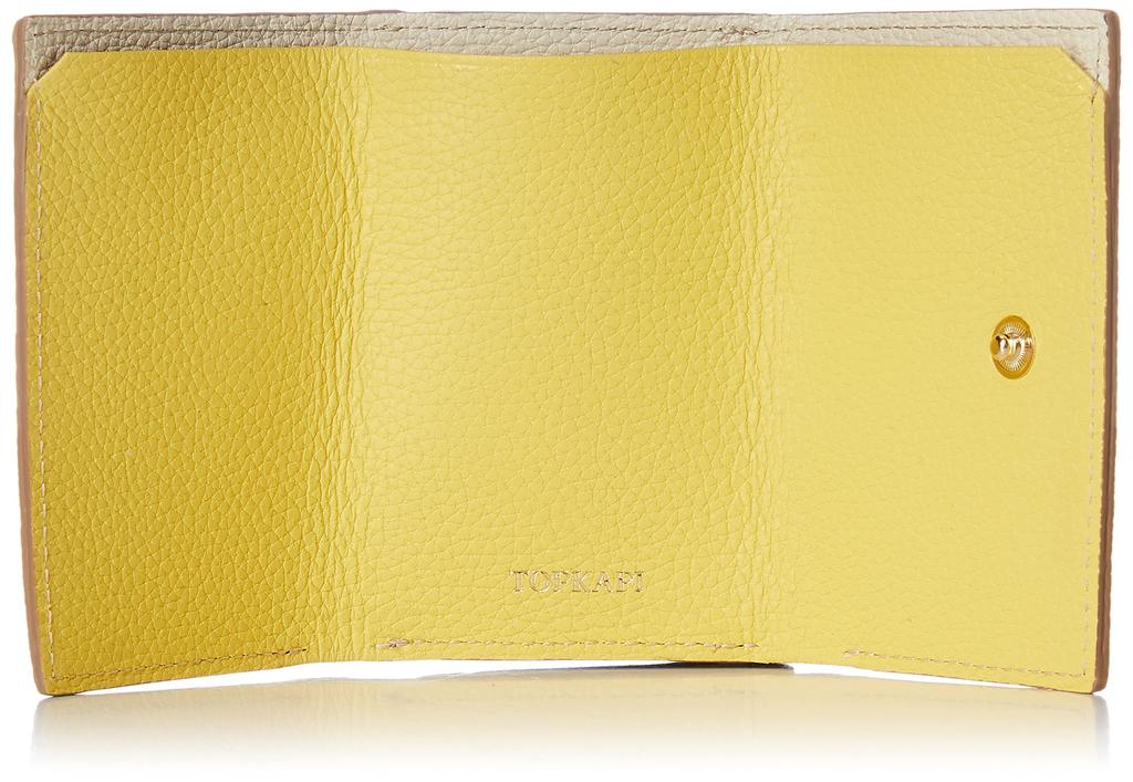 Carteira TOPKAPI de Couro Amarelo Limão Tamanho Único Feminina Bicolor Tripla Dobra,