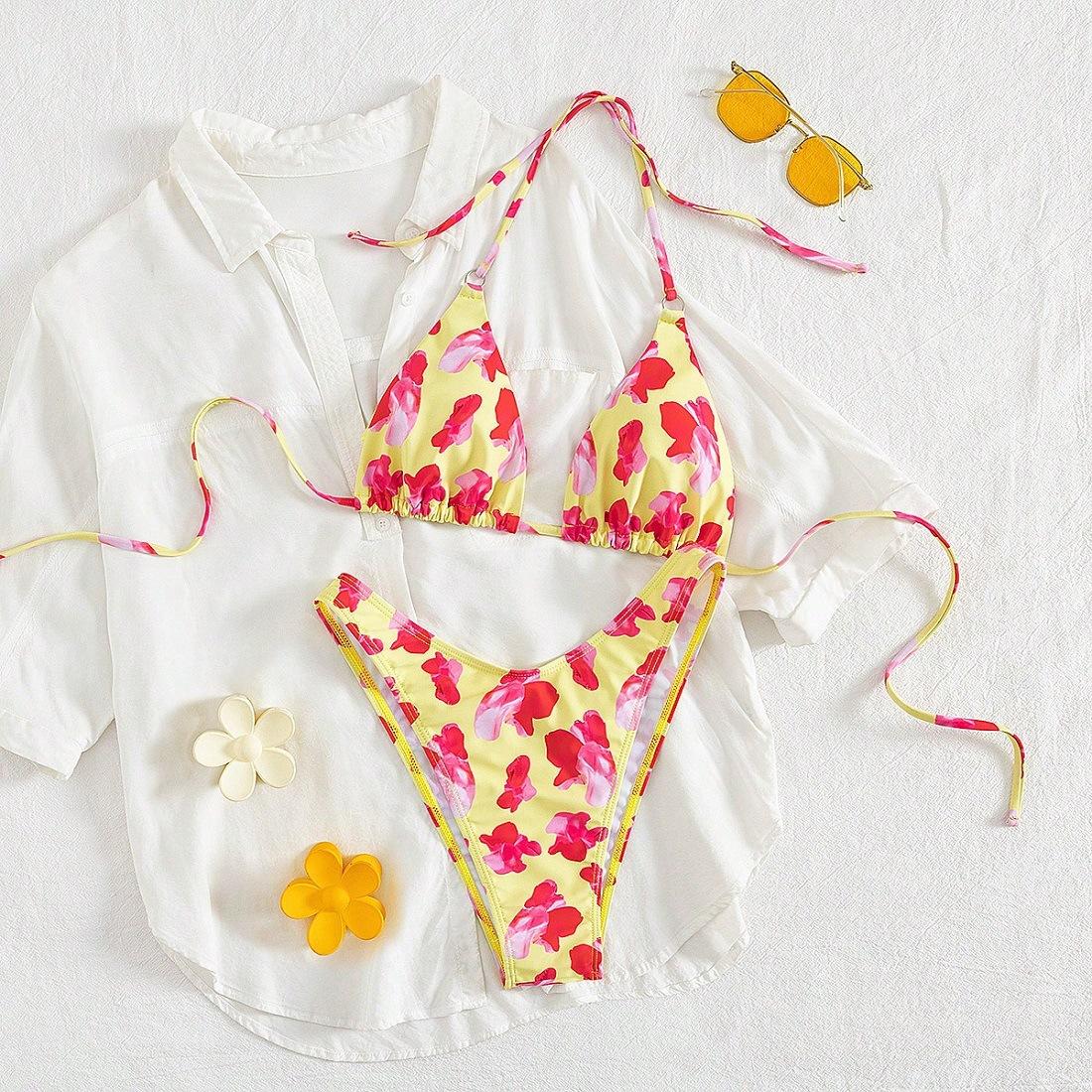 Foreign trade bikini women European and American sexy triangle bag swimsuit split swimsuit bikini XS