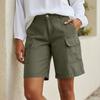 Women High Waist Loose Fit Cargo Shorts with Multiple Pockets Wide Leg Design Suitable for Hiking and Outdoor Activities