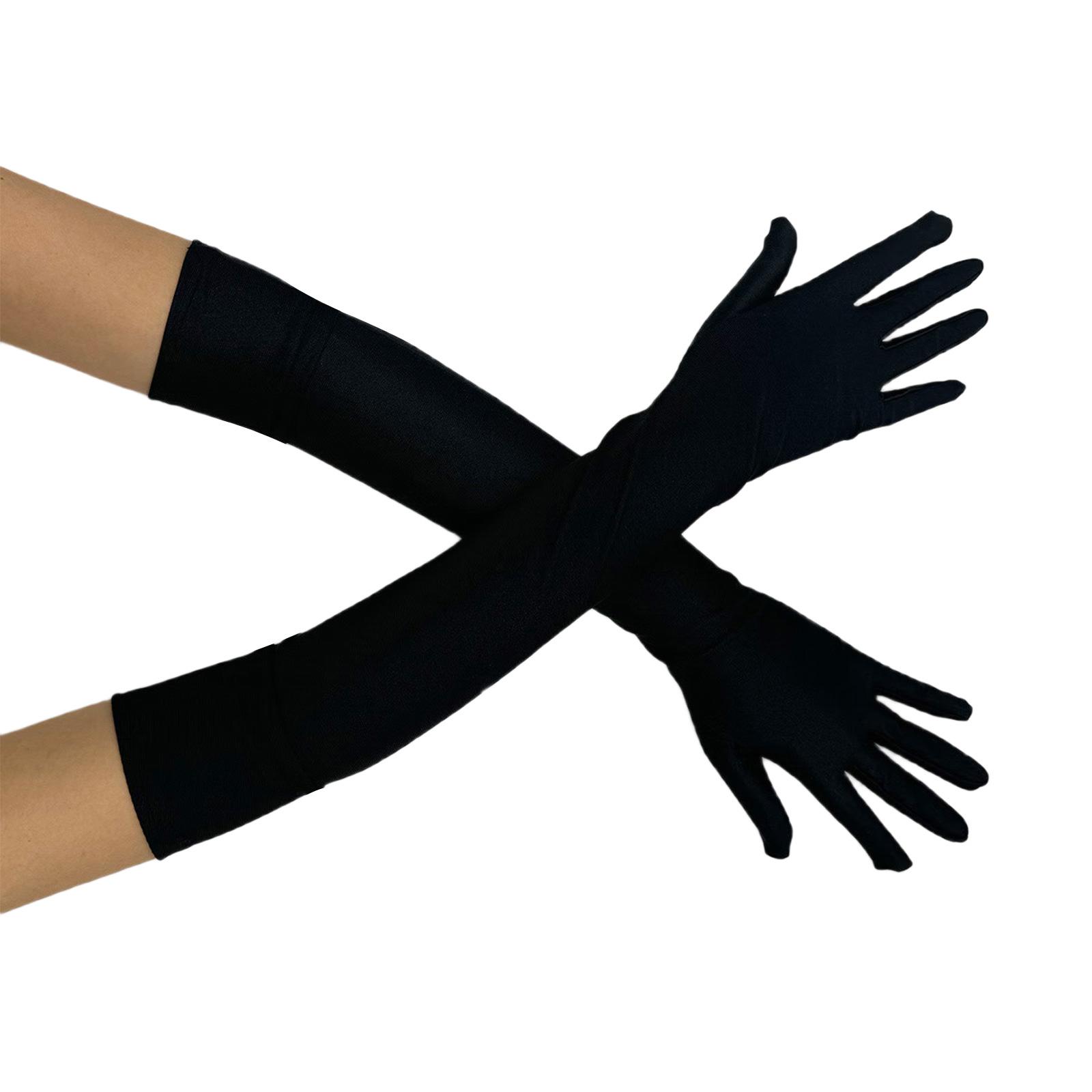 

Атласные перчатки для свадебной церемонии Простые оперные перчатки Перчатки для торжественного случая Банкетные длинные перчатки для костюма 1920-х годов чёрный