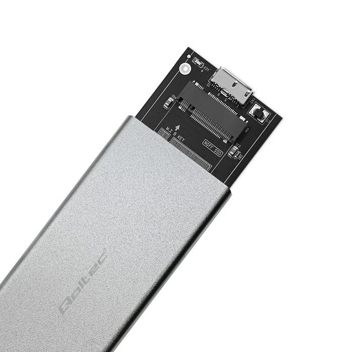 Qoltec .2 SSD case/slot | SATA | NGFF | USB 3.0 | Super speed 5Gb/ | 2TB | Silver