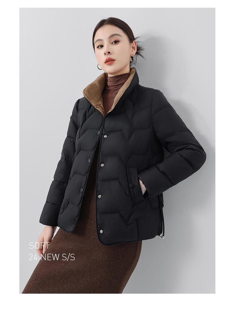 Women's Short Lightweight Down Jacket - Fashionable Turn-Down Collar, Duck Down, 2025 Korean Style, Warm Outerwear