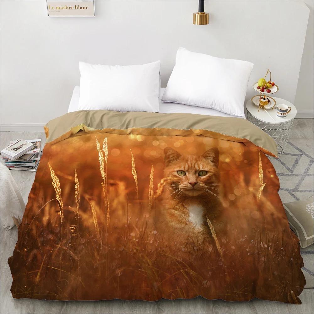 3D Duvet cover QuiltBlanketComfortable Case Luxury Bedding 135 140x200 150x200 200x220 for Home animal Cat Cute white