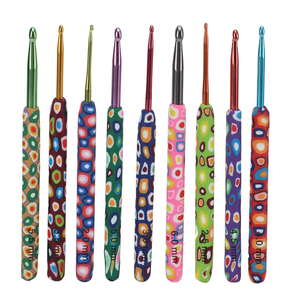 9PCS Crochet Hooks Colorful DIY Handcraft Ergonomics Crochet Hook Crochet Needle for Beginners for Relieve Stress