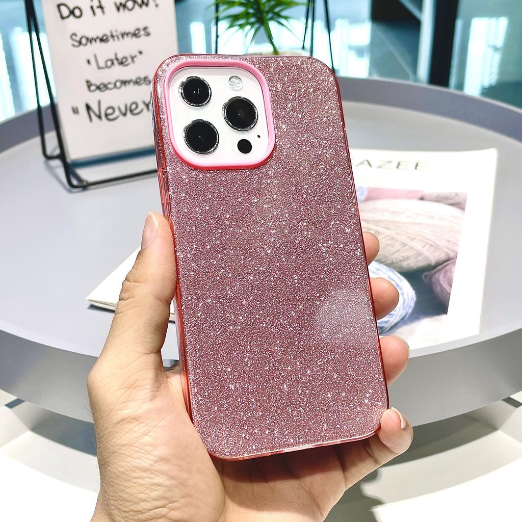 Applicable To iPhone16Promax Glitter Three-in-one Mobile Phone Case 15 All-inclusive Anti-drop Mobile Phone Protective Case 14