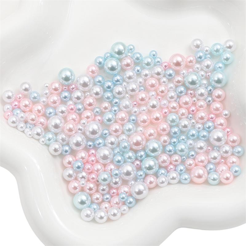 200Pcs No Hole 3-8mm Colorful ABS Round Imitation Pearl Beads for DIY Jewelry Craft Making Home Decoration Art Faux Pearls for Vase Fillers