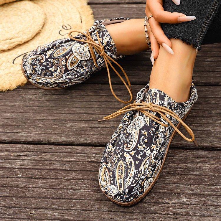 Casual large size light mouth lightweight single shoes autumn bohemian women's comfortable soft-soled flat heels