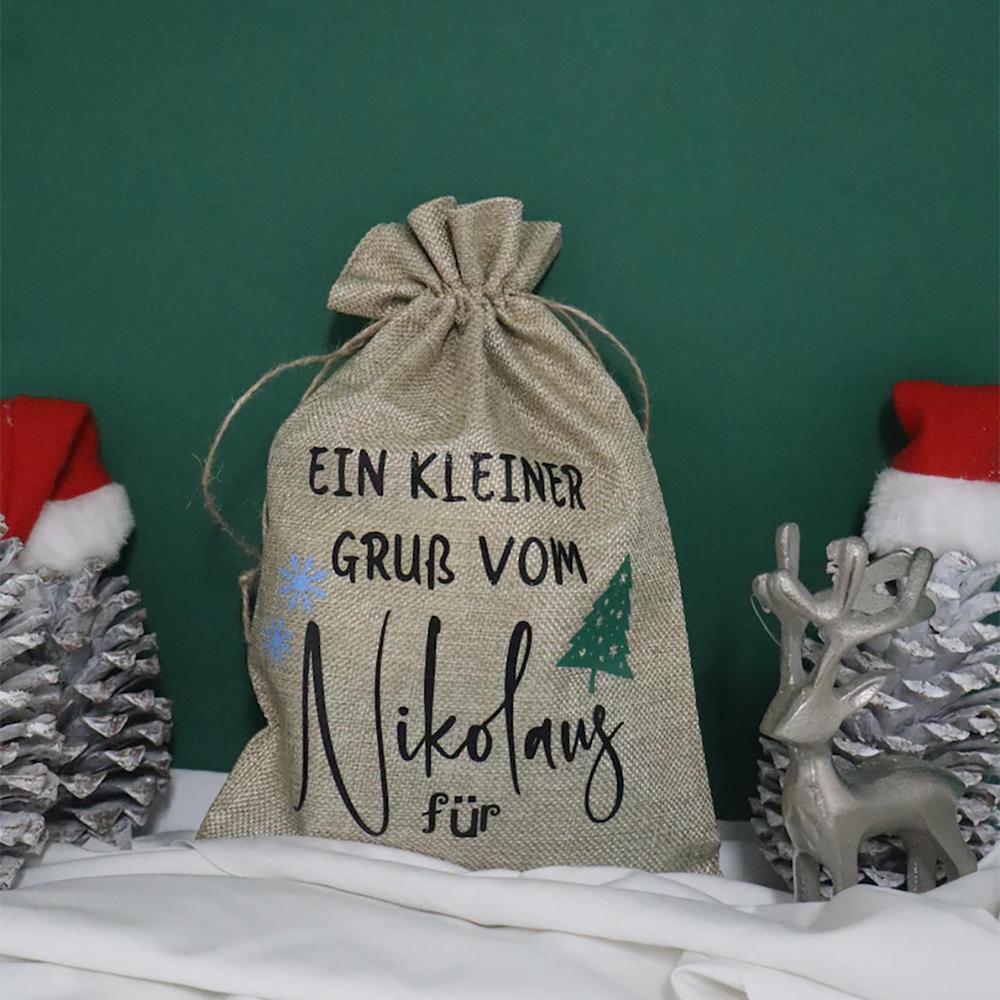 4 Stück Weihnachten Jute Geschenktüte Weihnachtsmann Kordelzug Geschenktasche Weihnachtsverpackung Rentier Weihnachten Party Dekoration Socke Mitgebsel Neues Jahr