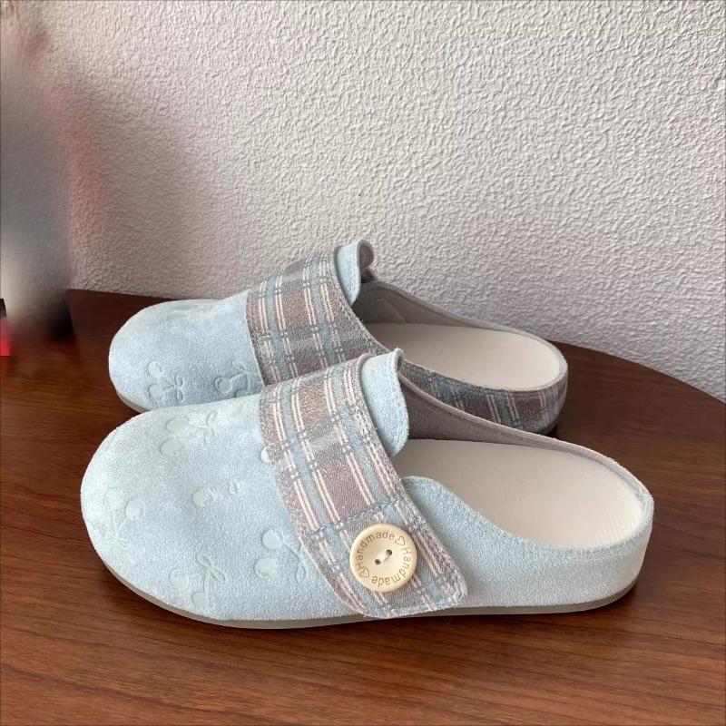 Baotou Slippers Autumn New Fashion Round Toe Deep Mouth Suede Soft Sole Non-slip Wear-resistant Flats