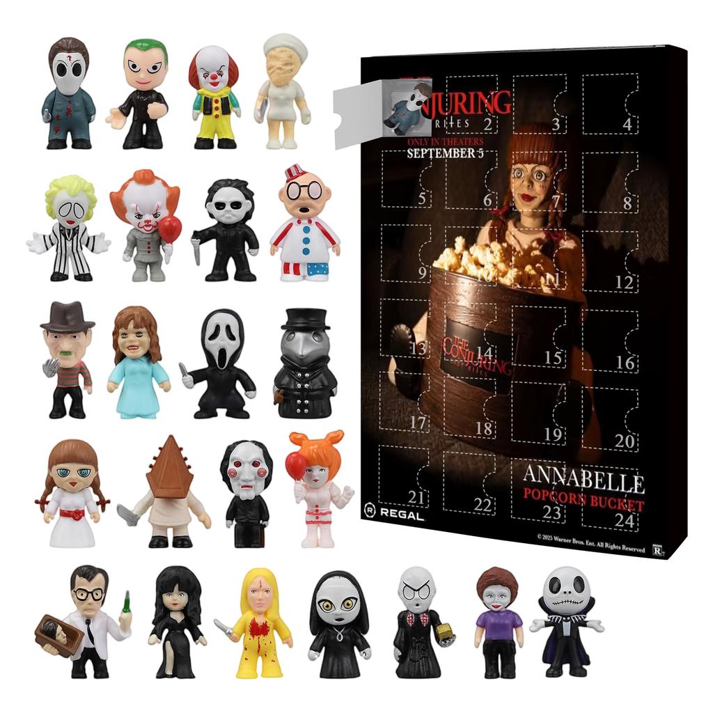 Halloweenský adventní kalendář, Halloweenský odpočítávací kalendář Pro děti a dospělé s 24 ks Klasických panenek Sběratelských figurek, Předvánoční panenka