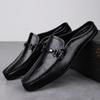 Summer Men's Leather Casual Moccasins - Comfortable Black/Brown Slippers for Driving & Work