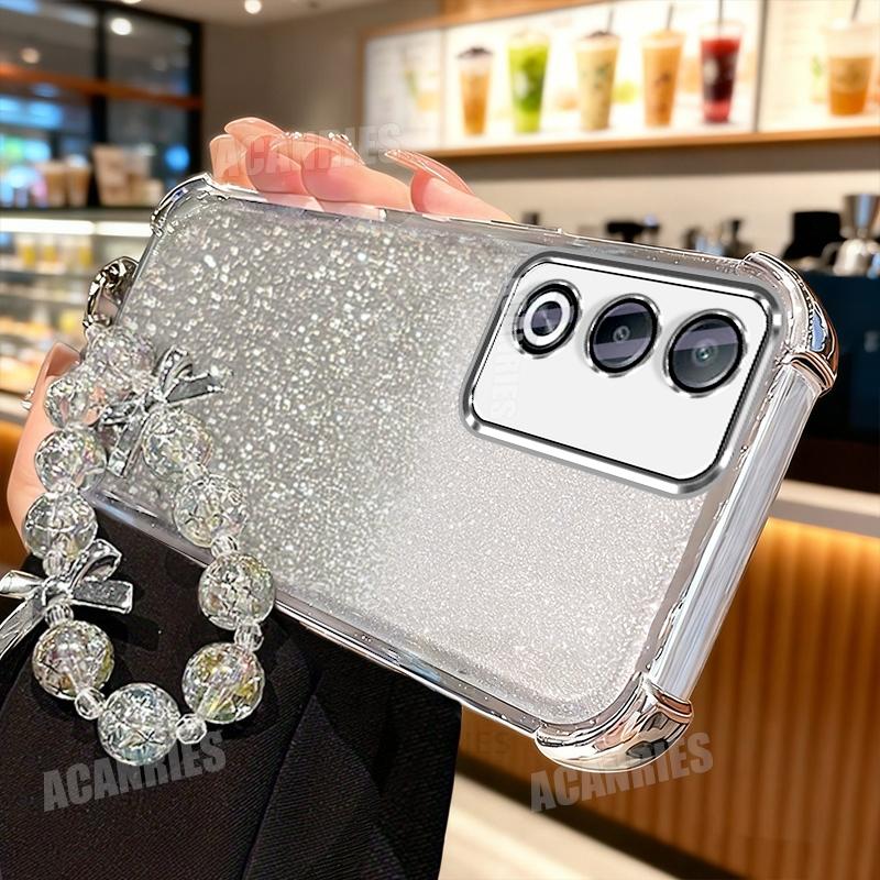 

Oppoa80 Luxury Star Lanyard Chain Plating Glitter Shockproof Silicone Case For Oppo A80 A3 Pro A3pro Soft Back Cover Oppoa3pro Oppo A80