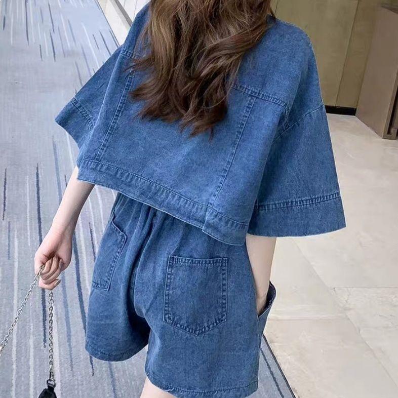 Summer 2026 Women's Denim Shorts & Jacket Set, Student Style, Korean/Hong Kong Fashion, Versatile, Plus Size, Chic Two-Piece