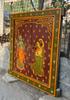 Retro Antique Wooden Window Panel Hand Painted Indian Religious Radha Krishna Frame