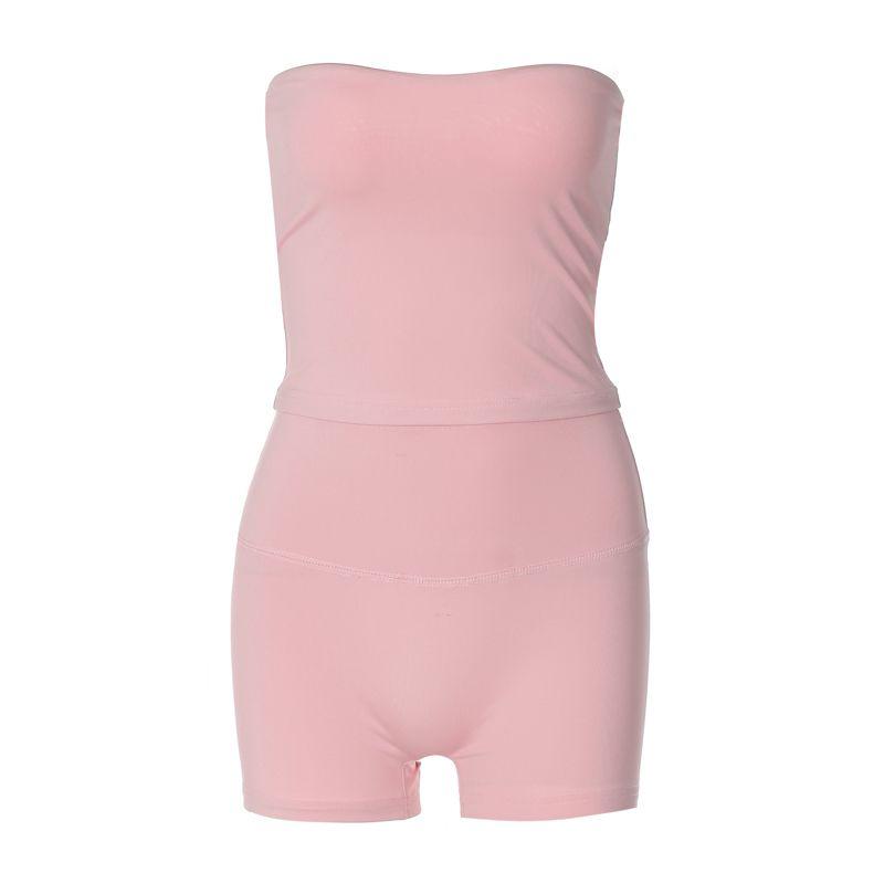 

Женский модный костюм Shemoda с открытыми плечами и эластичной тканью Light pink L