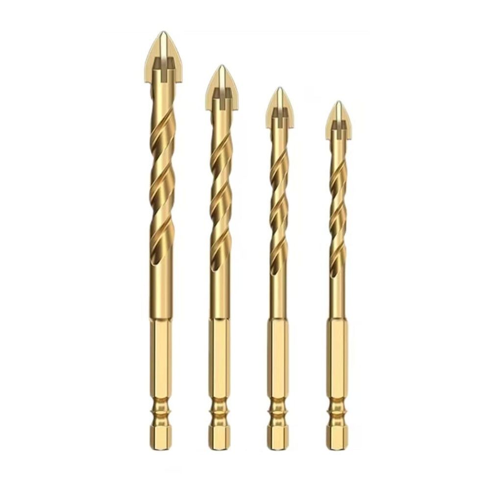 Four-Edged Cross Hex Tile Drill Bit Non-slip High Hardness Hexagonal Shank Drill Bit Set Concrete Brick Hole Opener