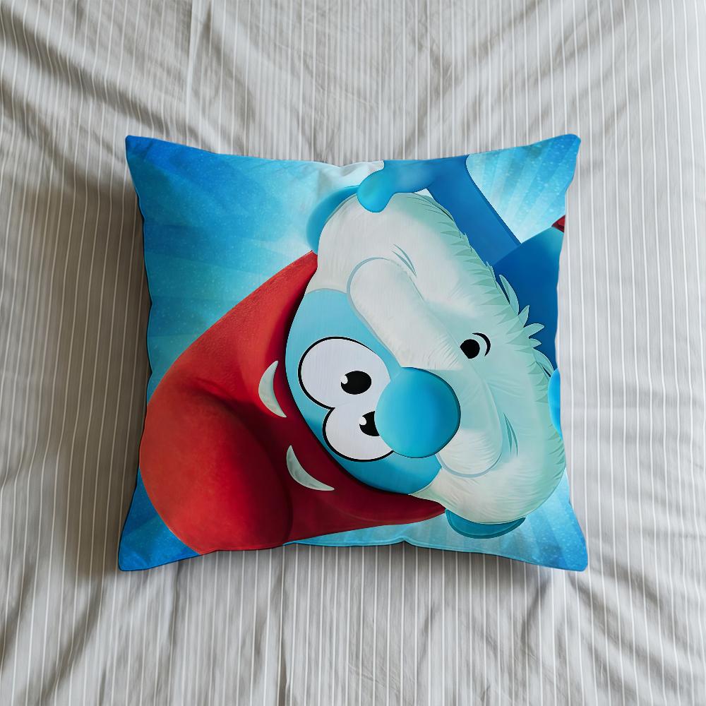 Cushion 2025 Cover Soft Case Cartoon Sofa Living Room Home Movie Comfortable Office Decor S-SmurffS-ES Protective Pillow
