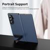 Plain PU Leather Flip Phone Case with Metal Kickstand for Samsung Galaxy Z Fold 4 5 6 7 8 Ultra - Protective Cover with Stand