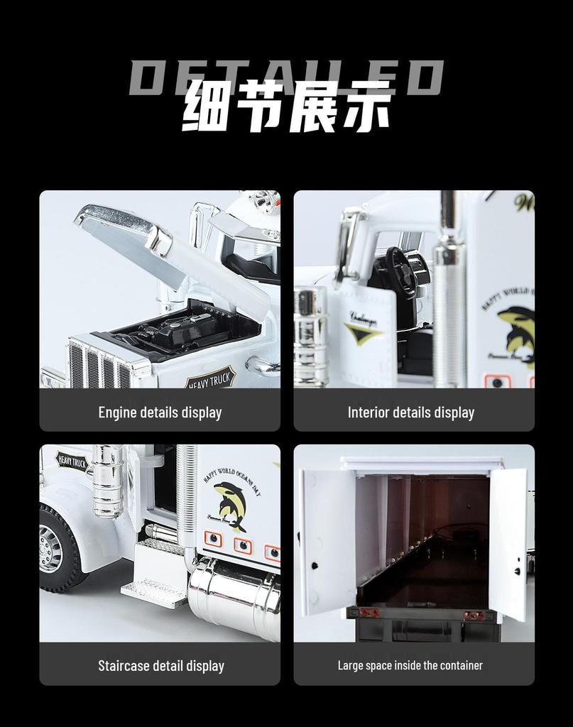 1:24 Peterbilt 389 Alloy Semi-Truck Model with Pull-back, Sound, and Light Features