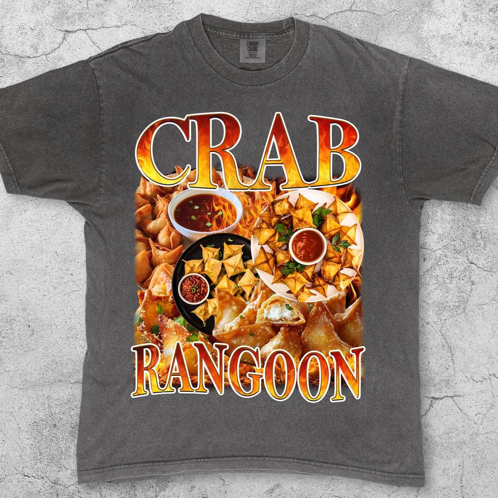 Crab Rangoon Vintage Food T-Shirt, Retro 90s Funny Snack Tee, Asian Appetizer Graphic Shirt, Wonton Lover Top, Streetwear Y2K Gift Unisex